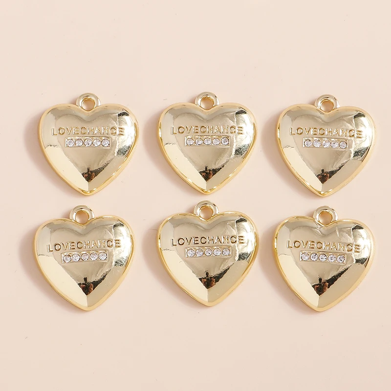 

8pcs 17*16mm Excellent Crystal Love Hearts Charms Love Chance Pendants for DIY Necklaces Bracelets Jewelry Making Accessories