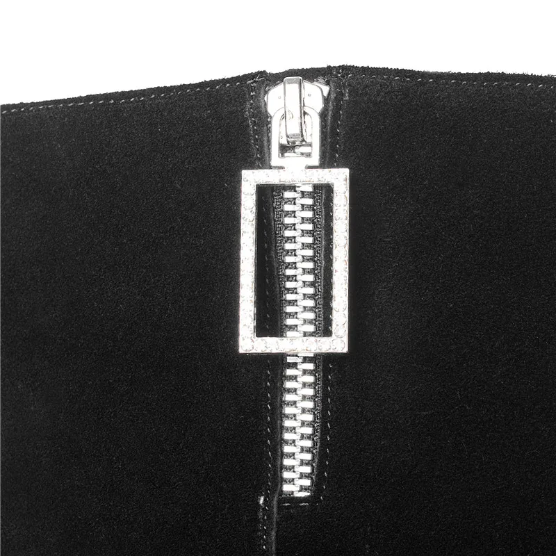 Женские зимние сапоги до колена на квадратном каблуке 5 см женские замшевые из