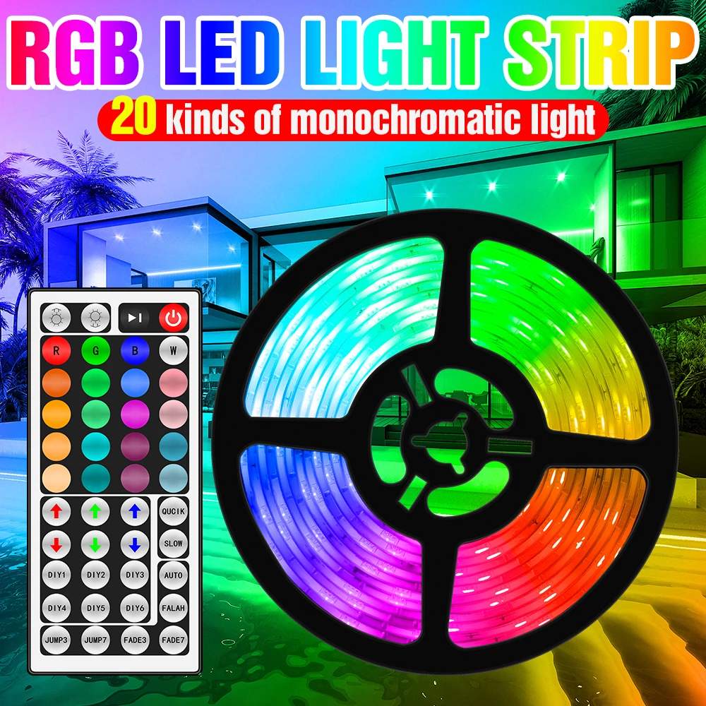 

LED Strip Light 12V RGB 5050 SMD LED Neon Ribbon Flexible Lamp Strip 5M 10M 15M 20M Tape Wardrobe Bathroom Waterproof Fita Light