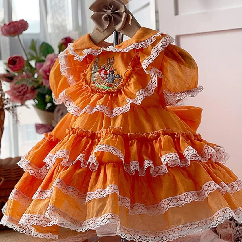

Miayii Baby Summer Spanish Vintage Turkey Lolita Ball Gown Lace Stitching Embroidery Short Sleeve Princess Dress For Girls A376