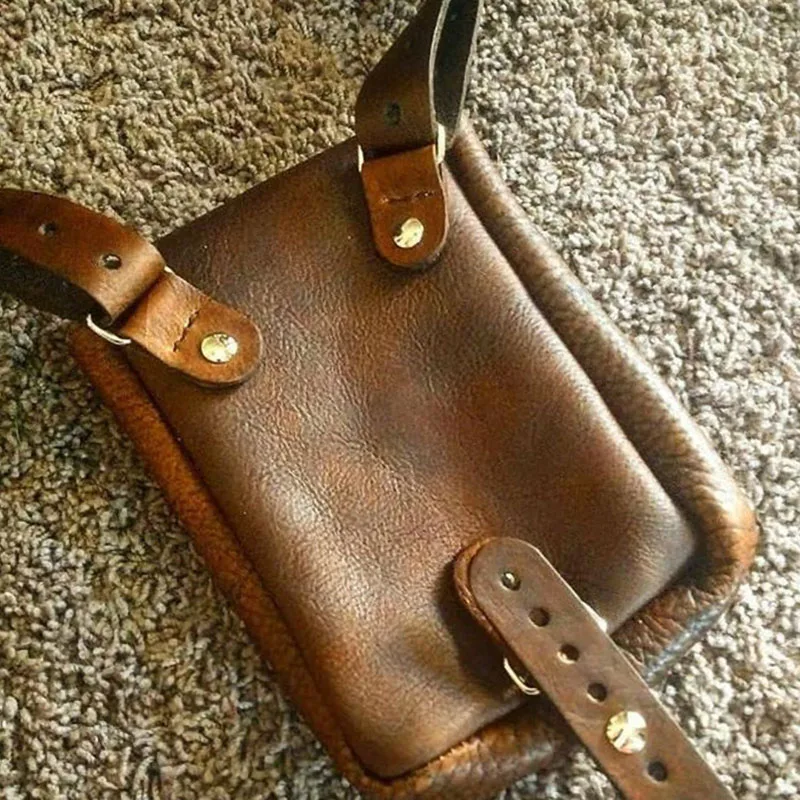 Кожаная сумка на плечо в стиле стимпанк для мужчин винтажный кошелек с двумя