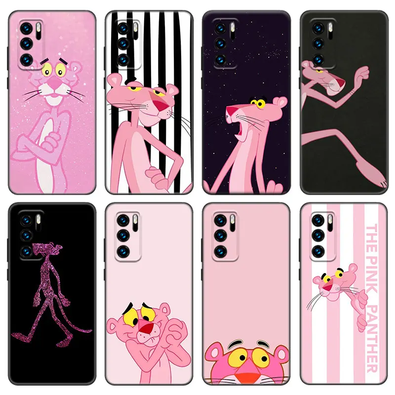 Чехол с розовой пантерой для Huawei P50 P40 P30 P20 Pro P10 P9 P8 Lite 2017 P Smart Z S 2021 2020 Pro 2019 2018, черный чехол