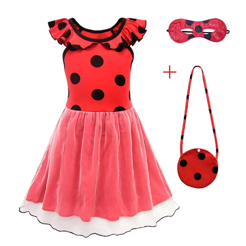 Карнавальный костюм Божья коровка в красный горошек для маленьких девочек на