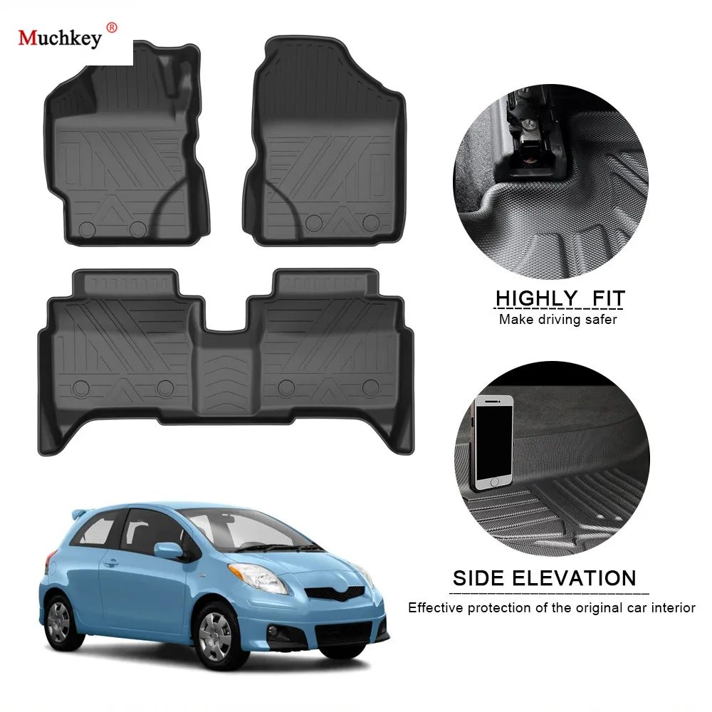 

Автомобильные коврики для Toyota Yaris 2008-2013, Нескользящие коврики из ТПЭ, водонепроницаемые резиновые коврики, автомобильные аксессуары для инт...