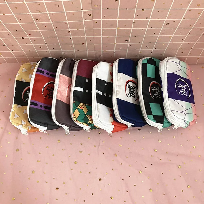 Demon Slayer Kimetsu No Yaiba Kamado Tanjirou Nezuko Zenitsu Inosuke Printed Zipper Pencilcase Pen Bag Storage Pouch Stationery |