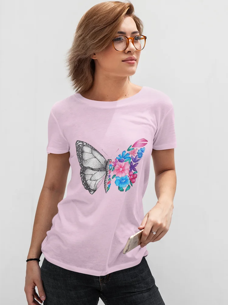 

Yeskuni Sueters De Mujer T-Shirt Poleras Aesthetic Pink Butterfly Top Clothes Blusas Para Shirt Womens 2022 Short Sleeve Urban