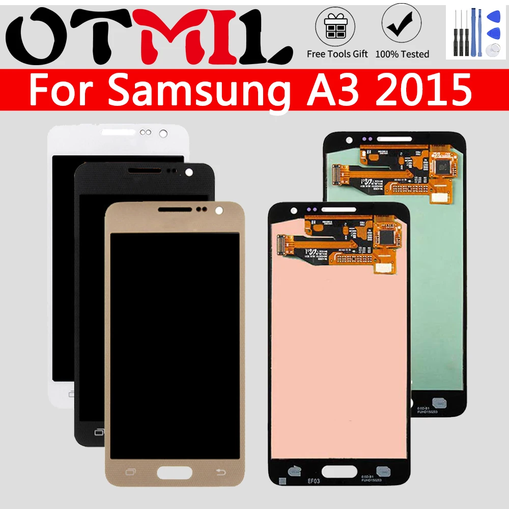 

ЖК-дисплей Super AMOLED для Samsung Galaxy A3 2015, A300, сенсорный экран с цифровым преобразователем для SAMSUNG A300H, A300F, A300FU, A300DS, в сборе