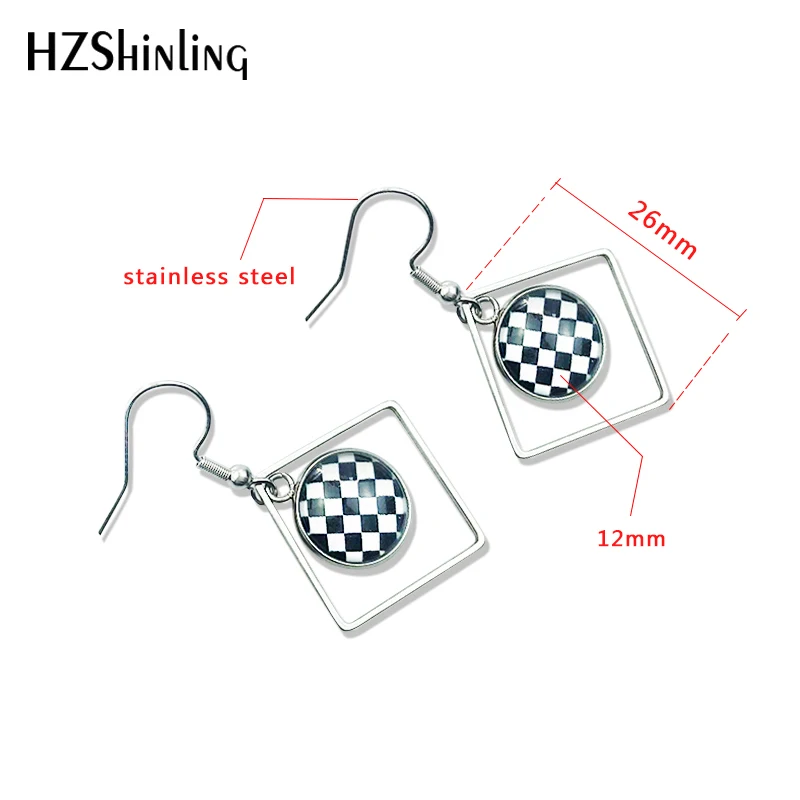 2020 New Retro Vinyl Record Earring Music Records Rhombic Art Printed Glass Jewelry Stainless steel Earrings | Украшения и