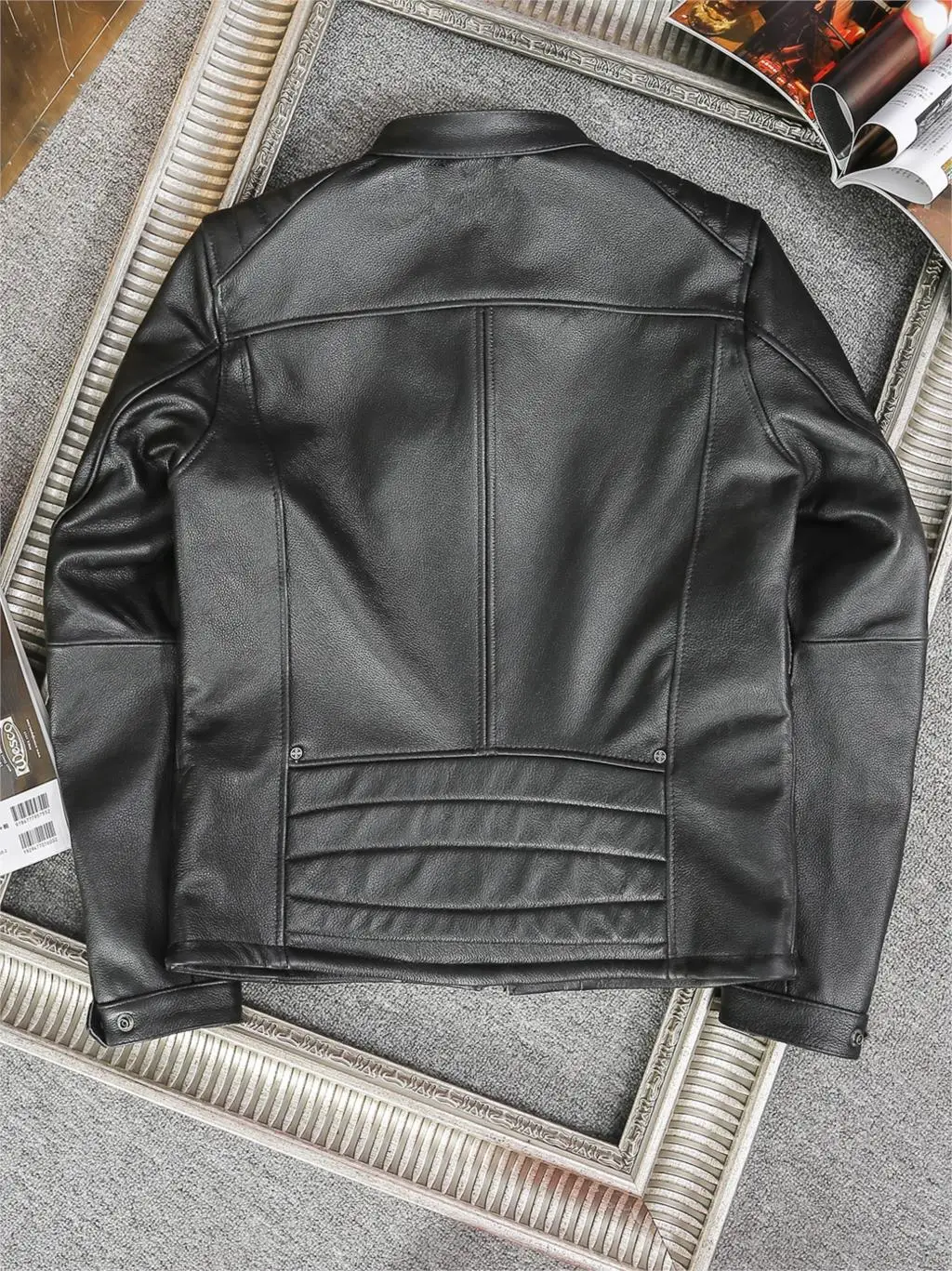 

Original leather jackets men qiu leather motorcycle jacket collar cultivate one's morality short head layer cowhide leather coat