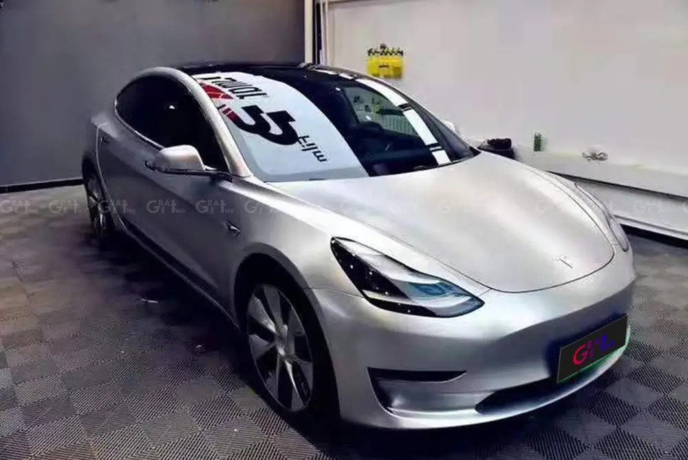 Premium Lightning Satin Metallic Silver Vinyl Wrap Film Frozen Car Foil For Sticker FAMEWILL Air Free 1.52x20M/Roll | Автомобили и