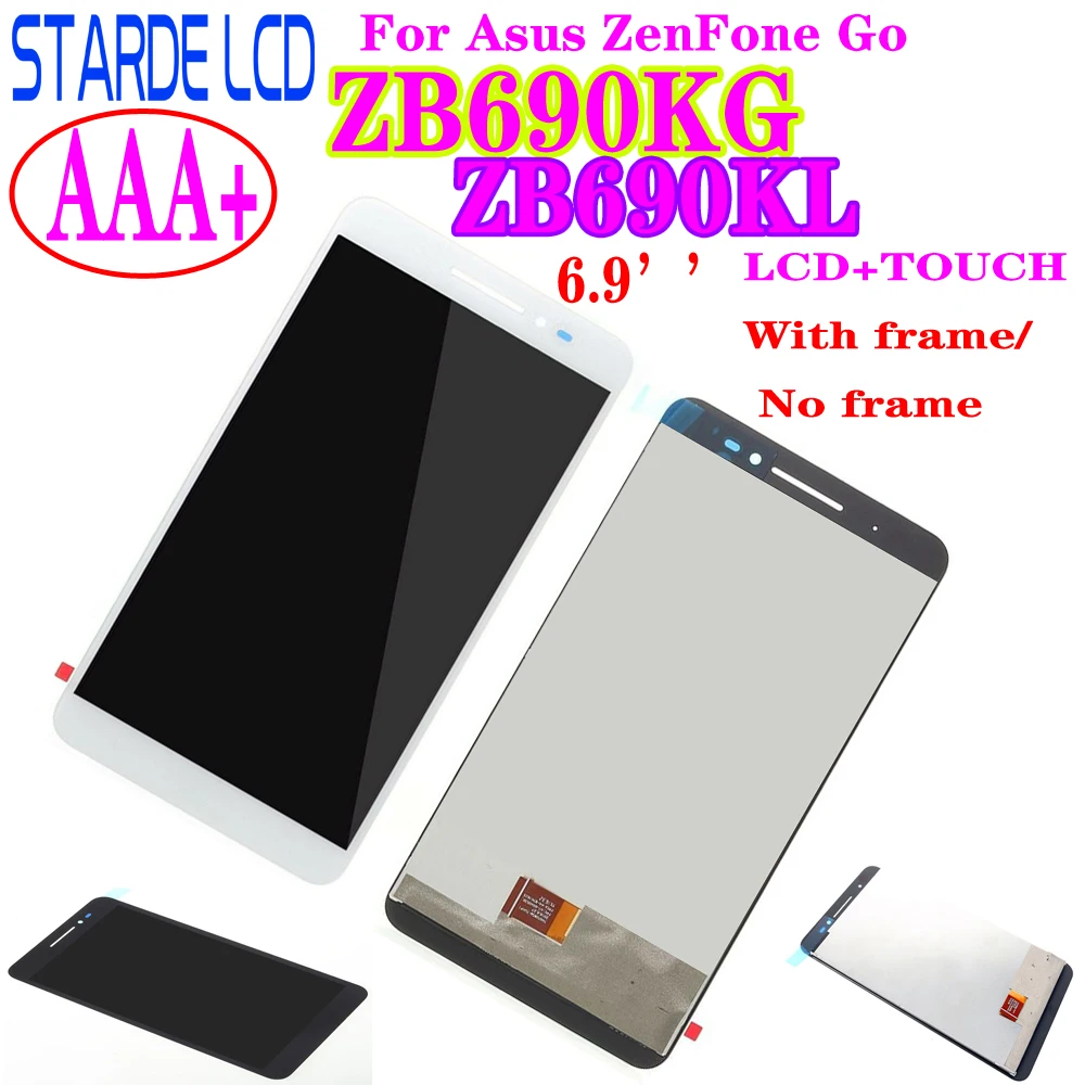 ЖК-дисплей AAA + 6,9 для Asus ZenFone Go ZB690KG ZB690KL, ЖК-дисплей с сенсорным экраном и дигитайзером в сборе, Замена с рамкой