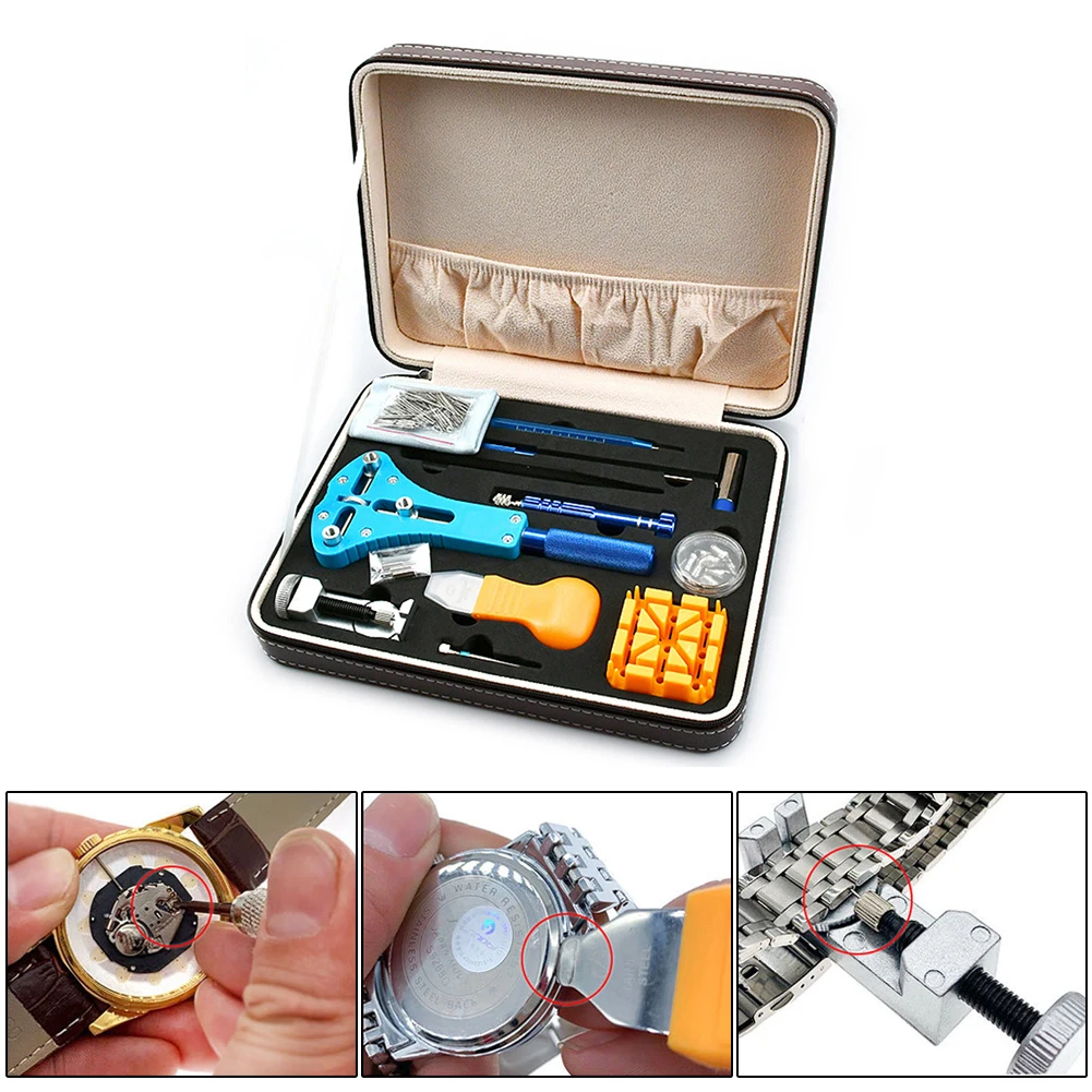 

143pcs Household Watch Repair Tool Kit Watchmaker Link Pin Remover Back Case Opener Battery Replacement Strap Needle Set#20