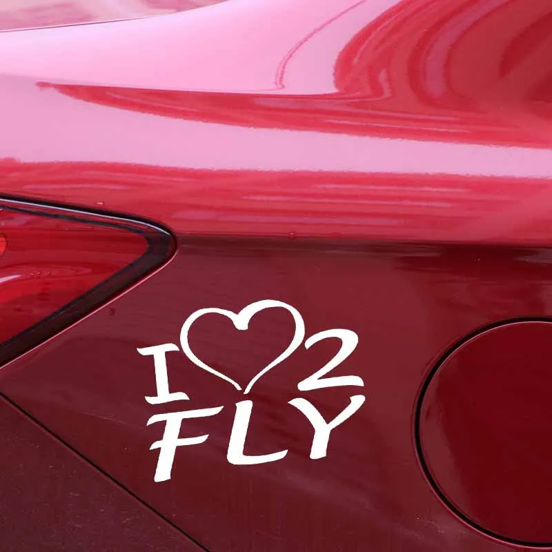YJZT 15.2CM*11.8CM Creative Words I Love Flying Vinyl Decal Lovely Car Sticker Beautiful Black/Silver C27-1096 | Автомобили и