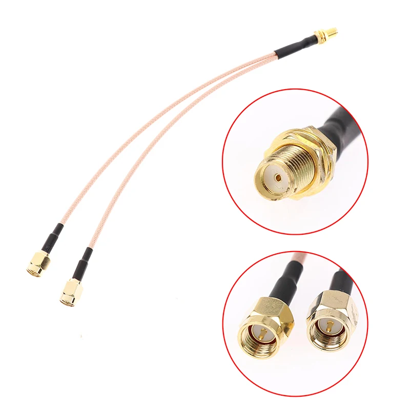 

Female SMA to Double Male SMA Y type Splitter Combiner jumper cable RG316