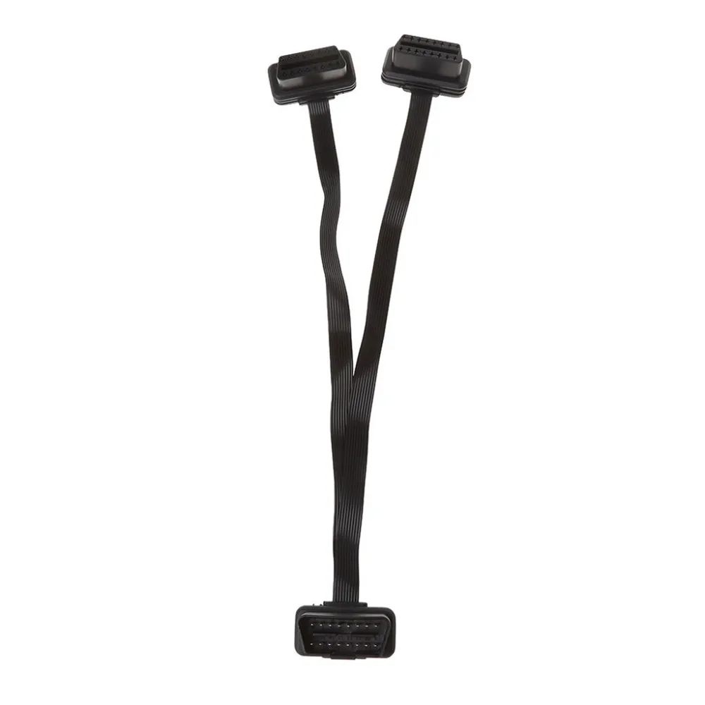 Горячая 1 шт 16 Pin OBD2 папа к двойному гнезду сплиттер плоский тонкий Y соединитель