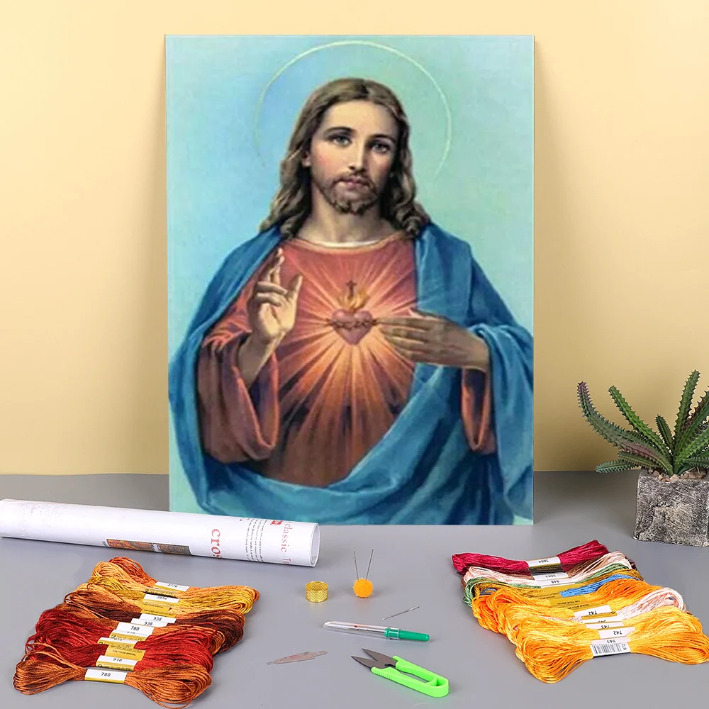 Область Иисуса Печатный холст 11CT вышивка крестиком Сделай Сам Вышивка DMC нитки