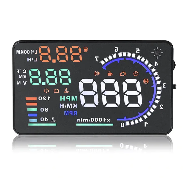 

Автомобильная электроника A8 OBD2 HUD головки вверх цифровой измеритель скорости OBDII Head-Up дисплей