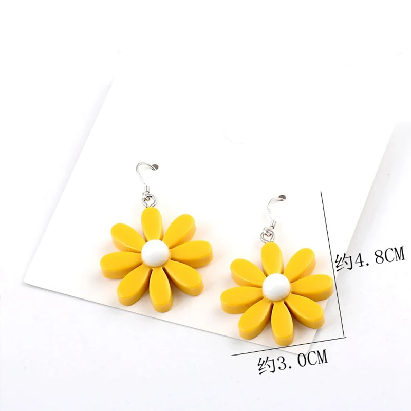 

100pcs Hot Style Personality Ladies Earrings Candy Color Resin Daisy Personality Flowers Wild Earrings Jewelry Gift