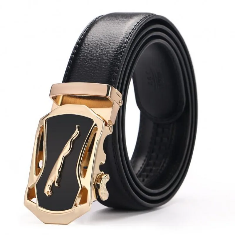 

Gold Jaguar Mens Waist Belt Luxury Brand Designer Strap High Quality Genuine Leather Automatic Buckle Jeans Trousers Decoration