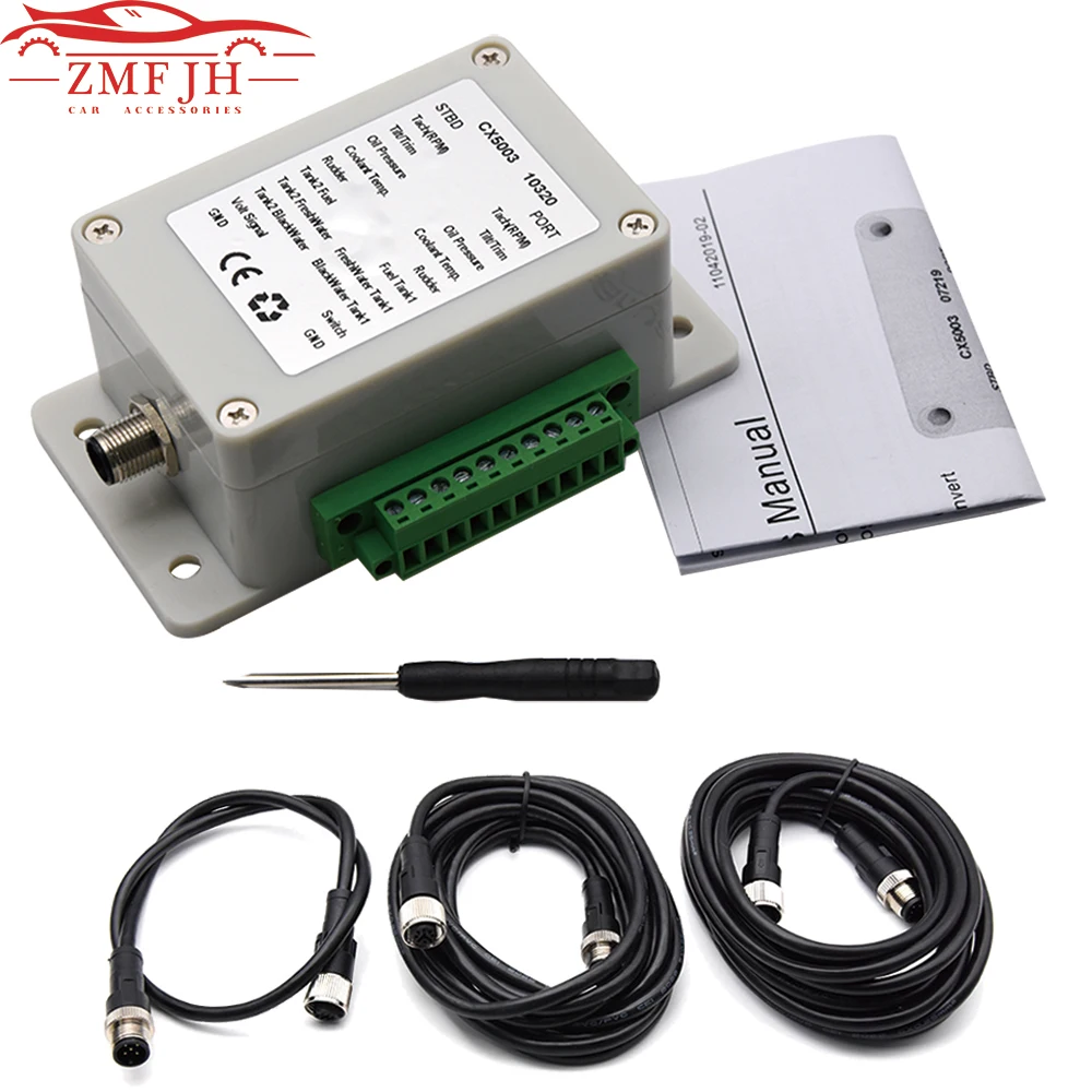 

CX5003 Dual Channel NMEA2000 Converter /N2K Converter 0-190 ohm Up to 18 sensors with Double Head Cable in 0.5/3/4 Meter