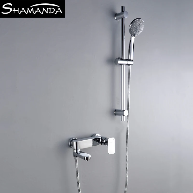 Смеситель для душа в ванную комнату черный латунный кран с ручной душевой лейкой