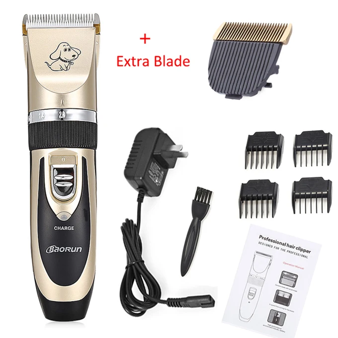 CN with Blade Head Professional Dog Hair Clippers Trimmer Electric Pet Grooming Tool Rechargeable Cat Shaver Hair Cutter Dog Haircut Machine EU US - Цвет: CN with Blade Head