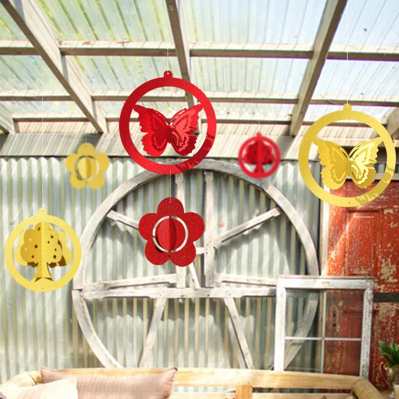 3 шт./компл. 3D Блестящая бабочка потолочное подвесное украшение Swirls Весенняя