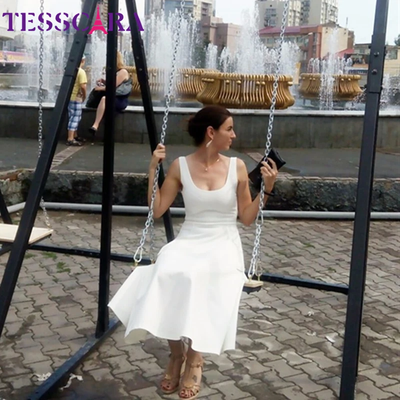 TESSCARA женское элегантное винтажное платье трапециевидной формы офисное