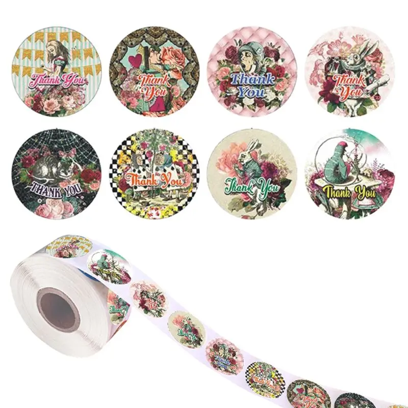 

500pcs 8 Patterns Thank You Stickers Handmade Scrapbooking Packaging Seal Label R7RC