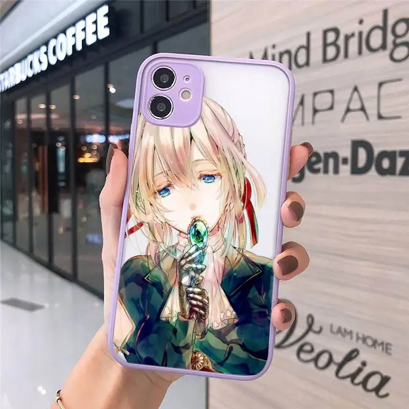 

Violet Evergarden Phone Case Matte transparent For Purple iPhone 12 Mini 11 Pro XR XS Max 7 8 Plus X Back Cover