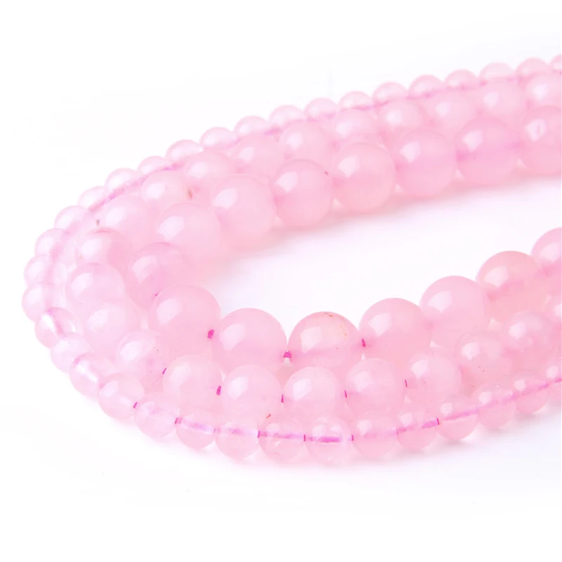 Натуральный розовый Кварцевый Камень Бисер Круглые Розовые Кристальные Бусины