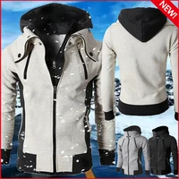 2021 autumn winter new mens jacket slim fit hooded zip up jackets male solid color cotton warm hoodies coat men clothing tops