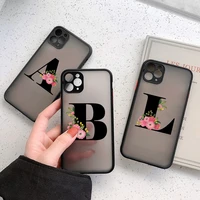letter a z flower phone case for iphone 11 12 mini pro x xr xs max 8 7 plus matte clear hard pc shockproof couples back cover