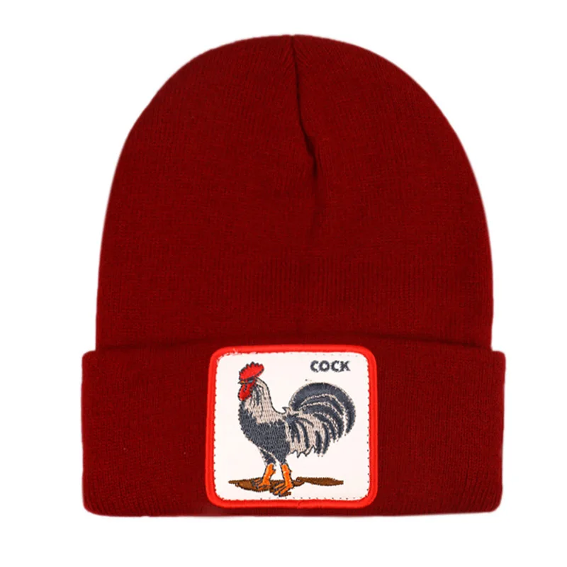 Мужская и Женская Зимняя Повседневная вязаная шапка с вышитыми животными