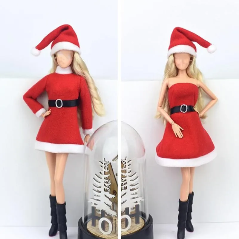

Barbie Red Christmas Dress Gifts Dolls Dress Up Accessories Handmade Girls Clothes Suit Diy Dressing Game Toy Girl Toys Gifts