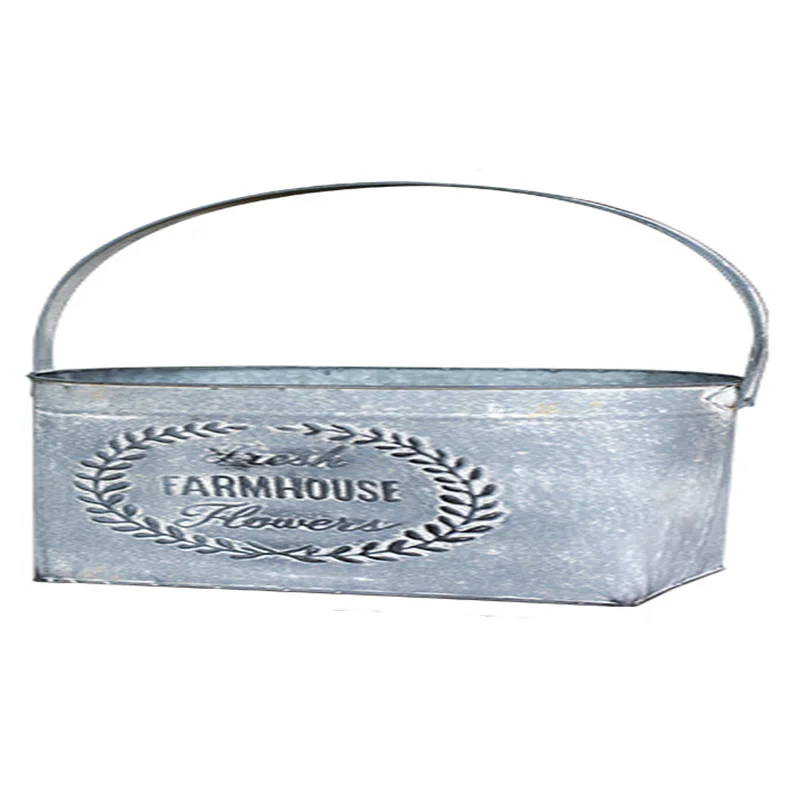 

Garden Decoration Outdoor Ironwork Flowerpot Tin Bucket Retro Make Old Flowers Portable American Country Literature Basket Shop