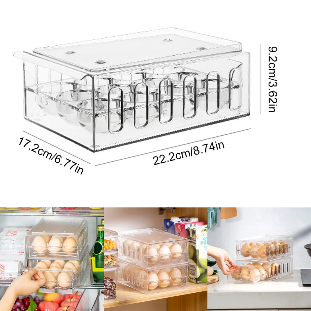 

Household Egg Box Refrigerator Kitchen Double Layer Storage Box Egg Holder Care-Drawer-Type Storage Box