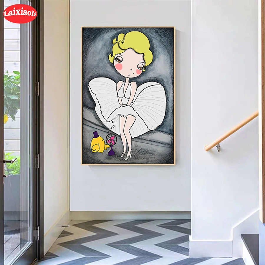 

Алмазная вышивка, картина с мультяшной девочкой, украшение Стразы для детской комнаты, алмазная живопись, полная квадратная Круглая Мозаик...