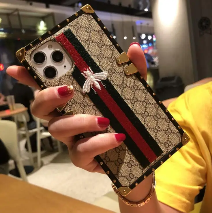 Fashion mobile phone case luxury square embroidery rose flower For iphone 6s 7 8 xr xs 11 pro max shatter-resistant shell | Мобильные