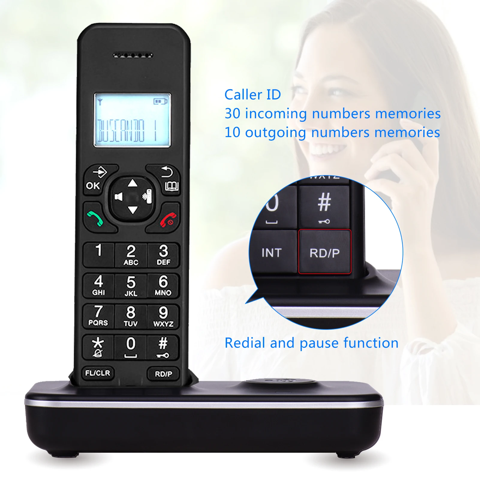 digital cordless phone with answer machine handfree voice mail backlit lcd wireless landline telephone for office home black free global shipping