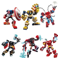 6 sets marvel avengers building block thor spiderman iron man thanos captain america fighter armor bicks toy for kids gift