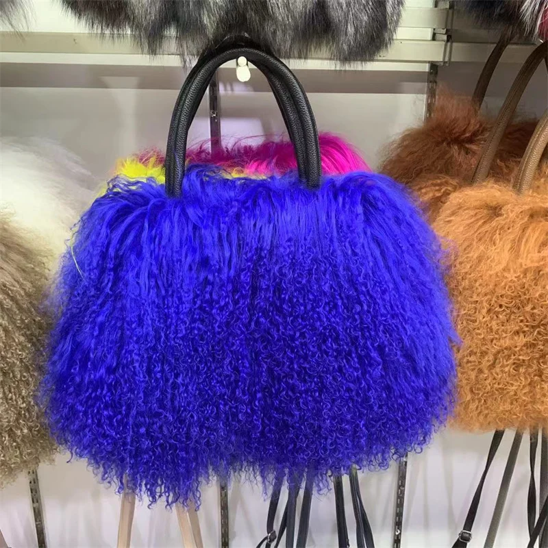 2023 Real Wool Bag Australian Beach Wool Fur Shoulder Bag Wool Ladies Handbag Large Capacity Fashion Luxury Handbags Handbags