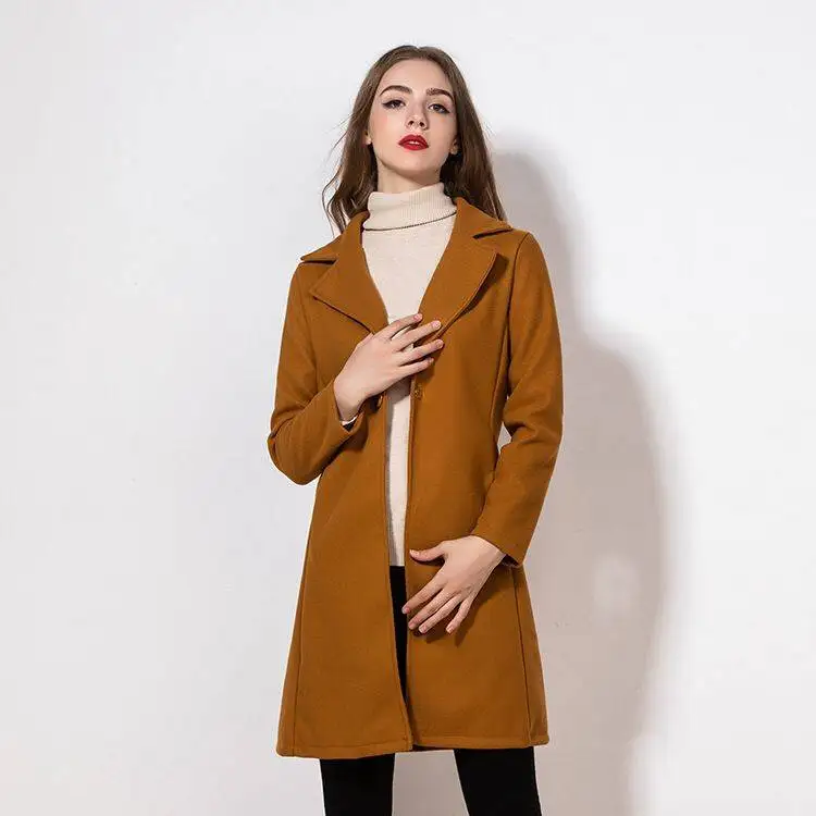 2021 new European and American women's windbreaker mid-length woolen coat | Женская одежда