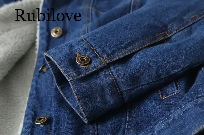 

Rubilove Warm winter denim jacket for Female 2019 New Fashion Autumn Winter Wool lining Jeans Coat Women Bomber Jackets