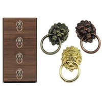 6746mm vintage furniture handles lion head knobs ring pull room wardrobe drawer door retro decoration hardware accessories