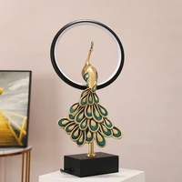 nordic copper craft led light creative peacock statue home living room decoration bedroom accessories housewarming wedding gifts