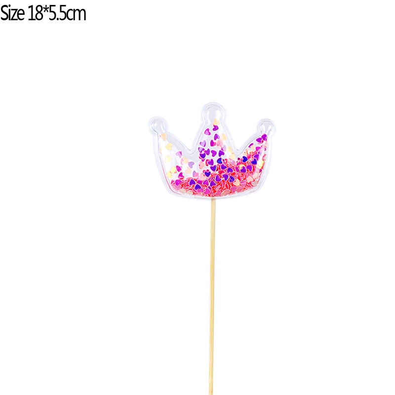 S06 crown Разноцветные конфетти Звезда бусины в виде сердца Русалка облако Корона прозрачные топперы на свадебный торт дети день рождения праздничный торт - Цвет: S06 crown