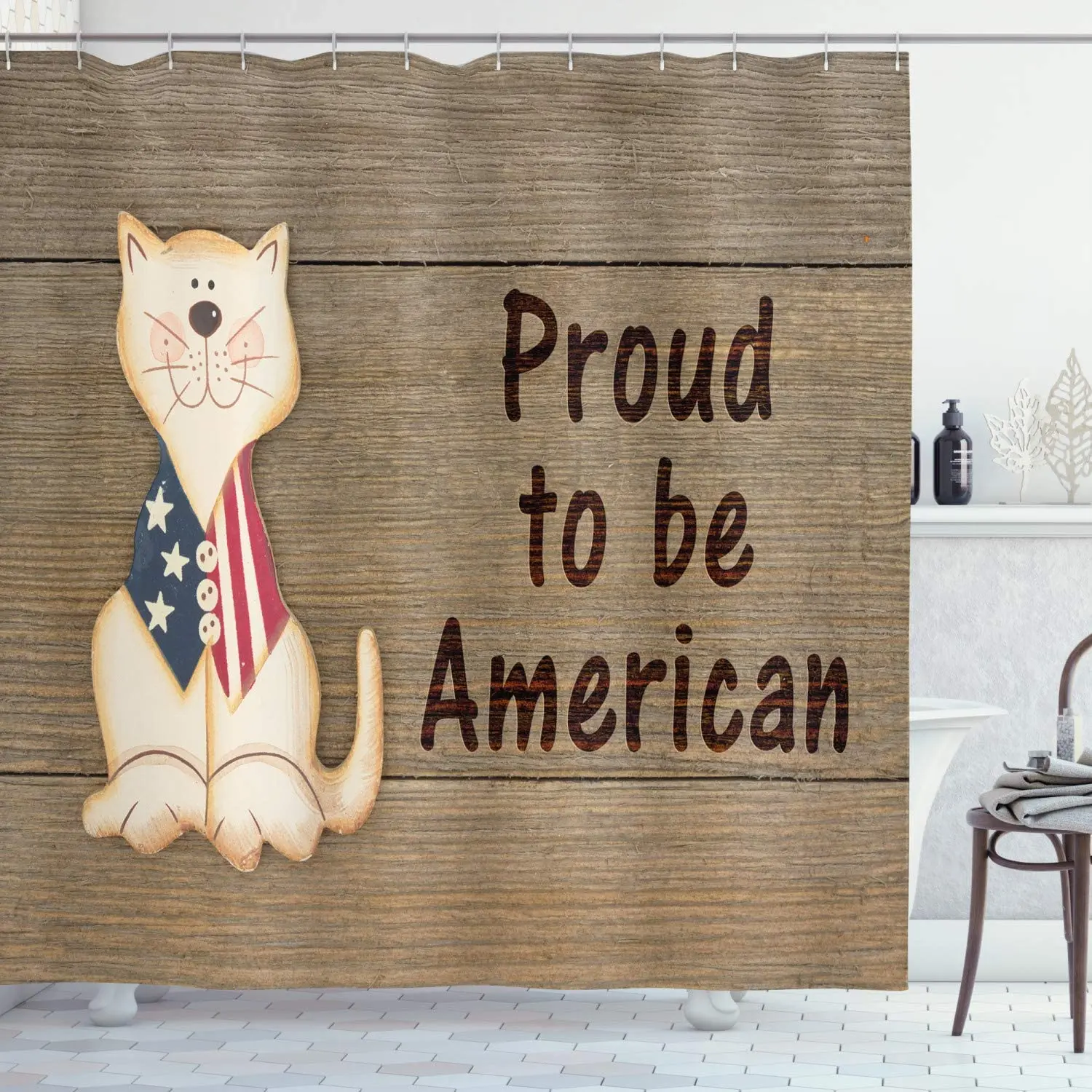 4th of July душ Шторы по Ambesonne гордится тем что American цитата с Милая Пижама Hello Kitty