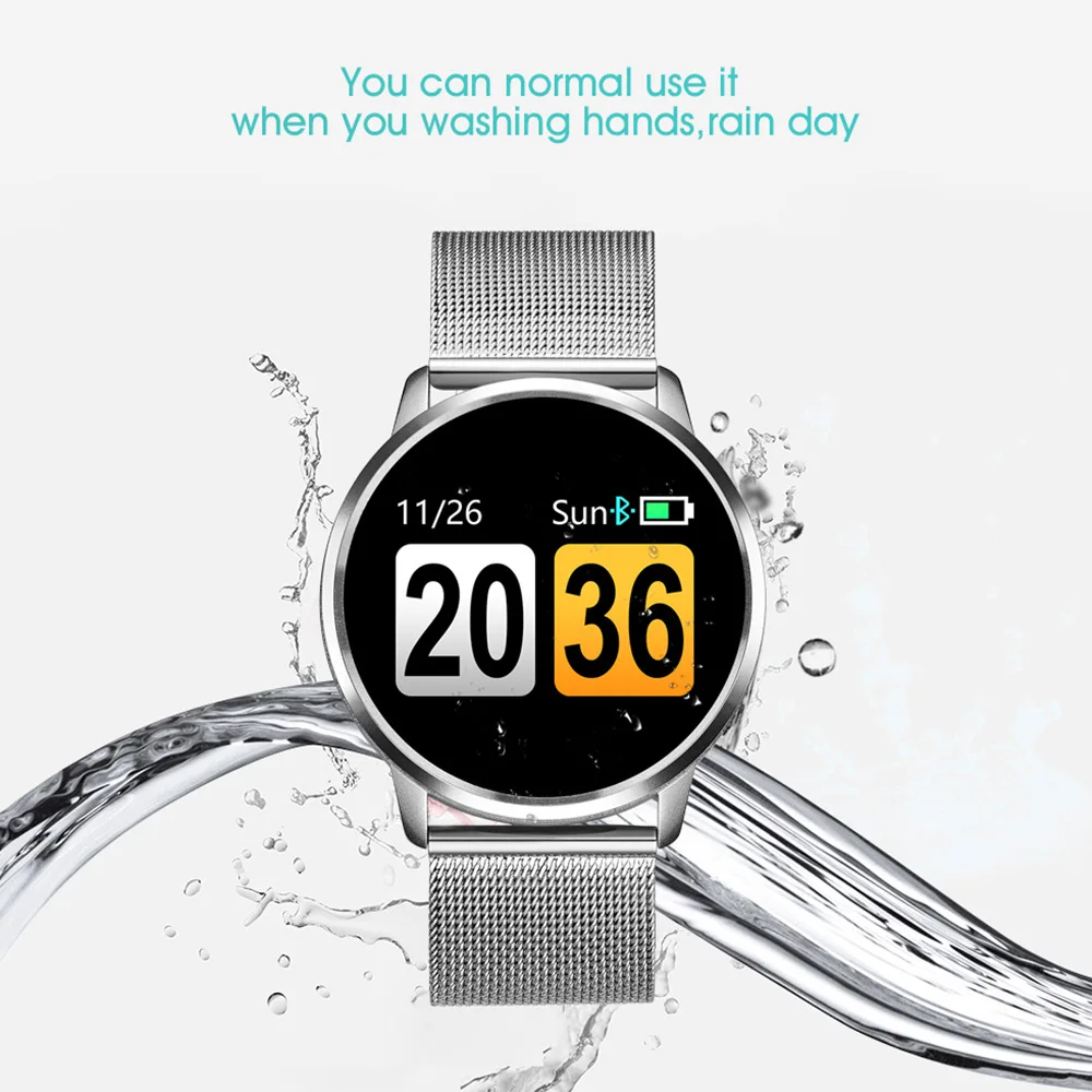q8 smart watch oled color screen smartwatch women fashion fitness tracker heart rate monitor steel waterproof wearable device q9 free global shipping