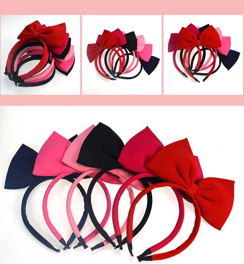 Lazos para el cabello para ni&ntilde;a, accesorios para el cabello de Blancanieves, diadema de lazo rojo hecha a mano, pajarita de tela, banda para el cabello roja de Red, tocado-4